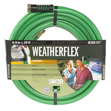 Swan WeatherFlex 5/8 in. D X 25 ft. L Medium Duty Garden Hose Green CSNWF58025